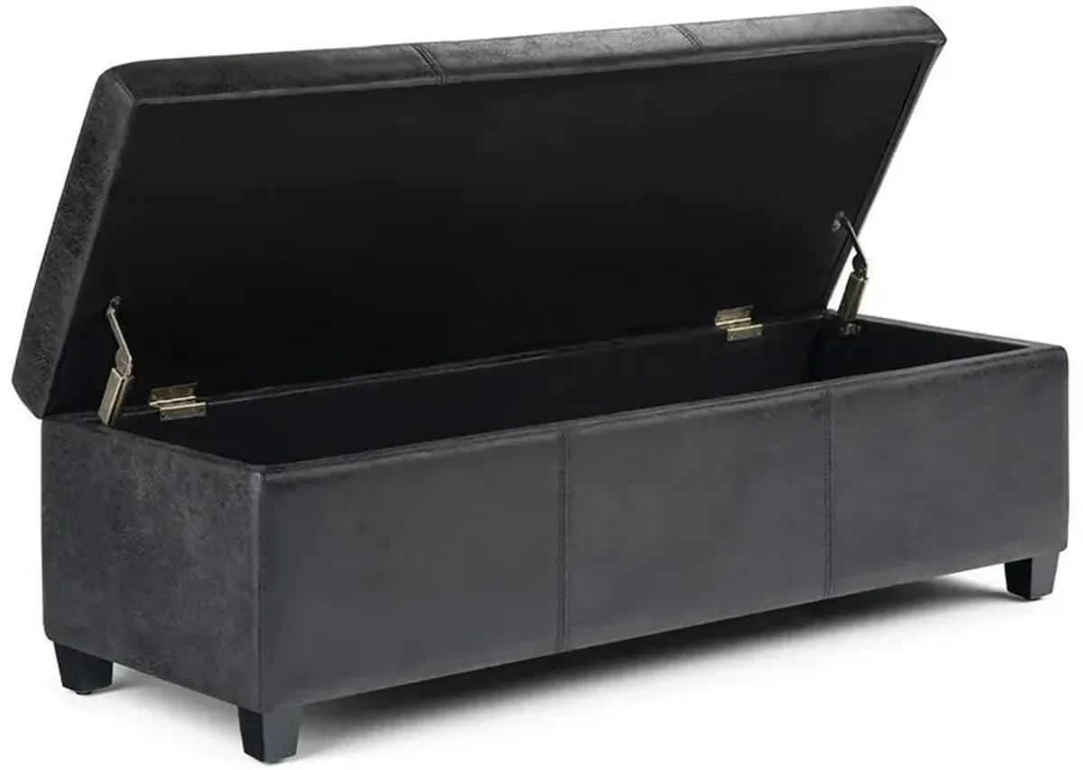 Avalon Storage Ottoman in Distressed Vegan Leather