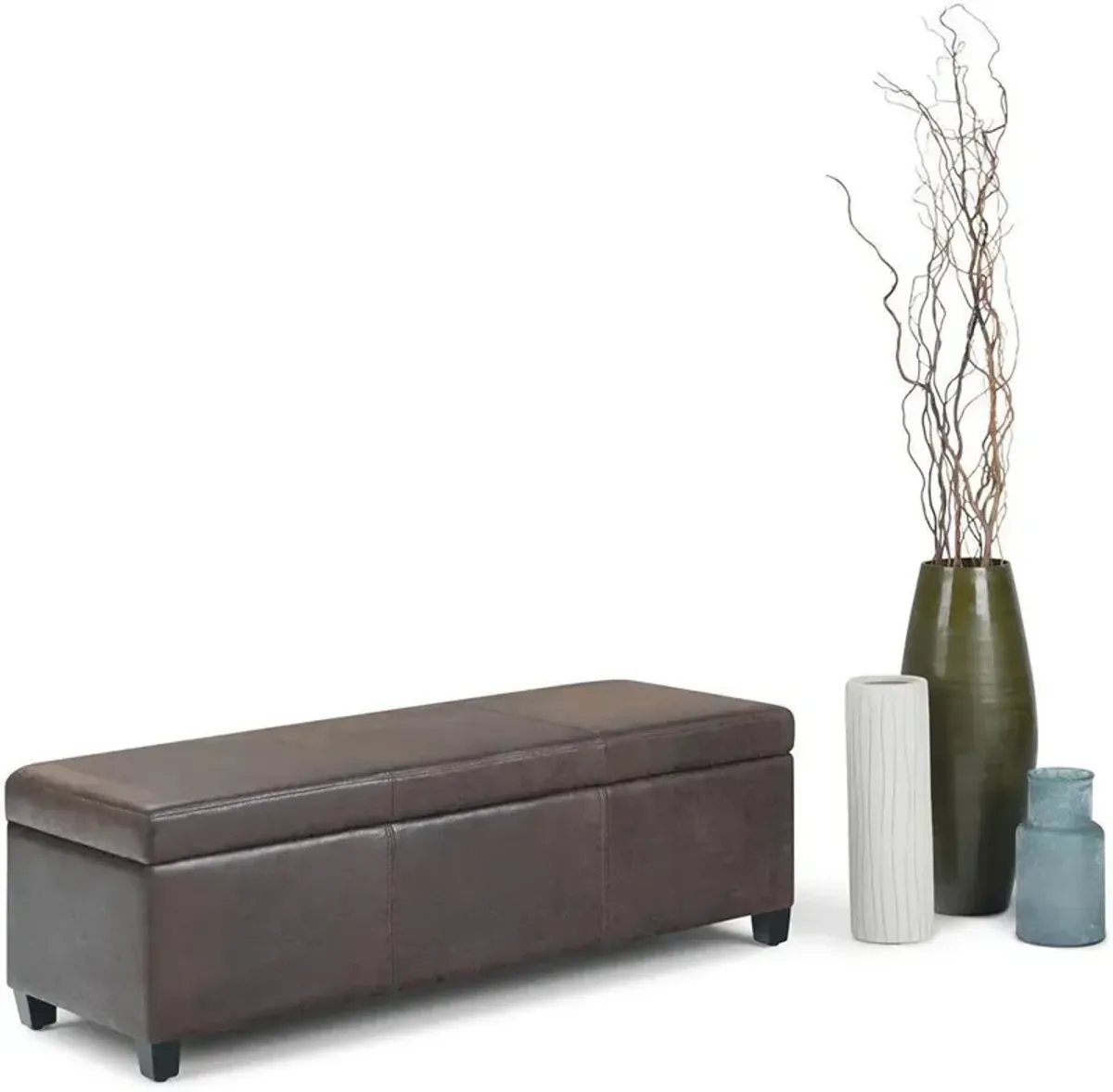 Avalon Storage Ottoman in Distressed Vegan Leather