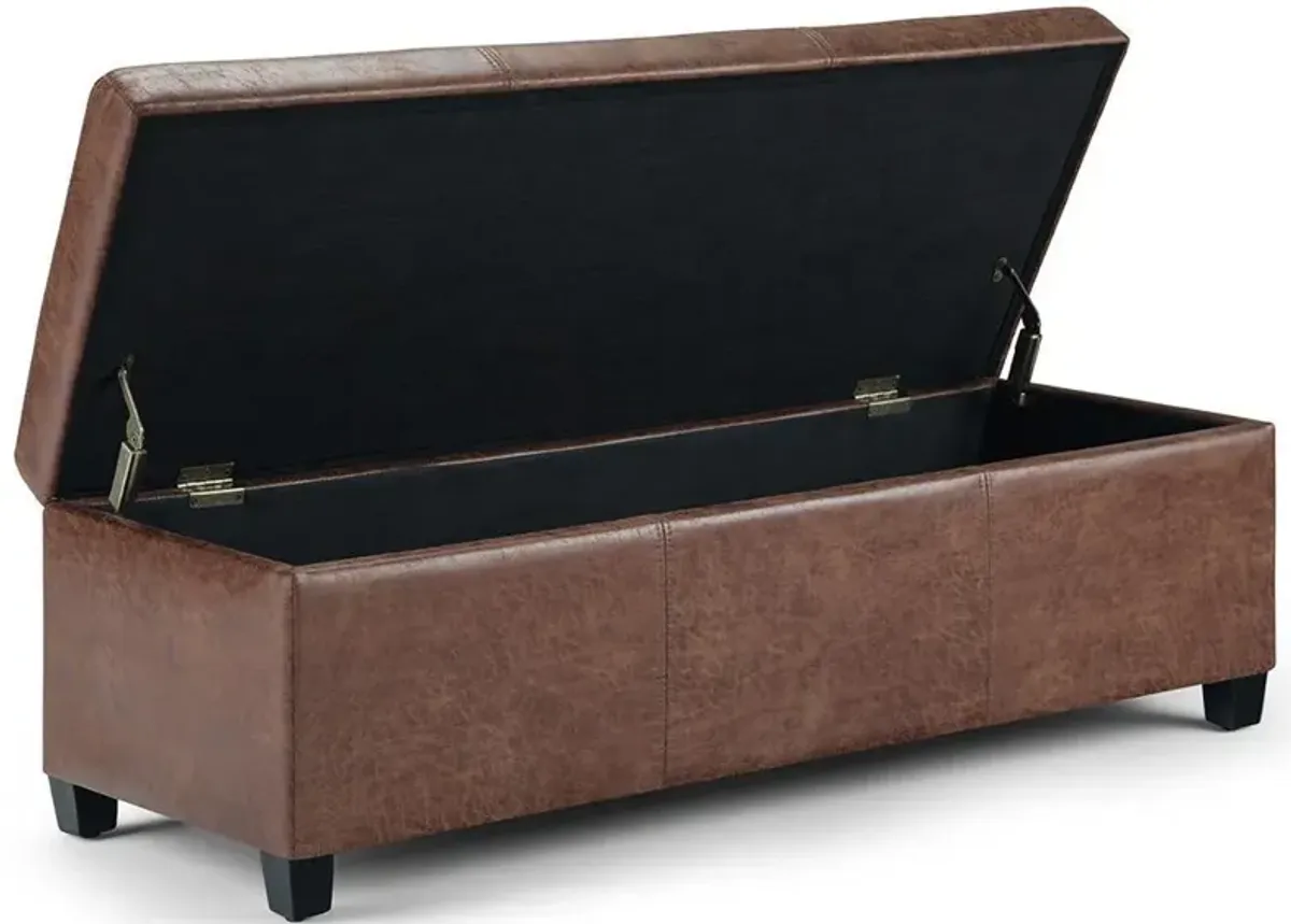 Avalon Storage Ottoman in Distressed Vegan Leather
