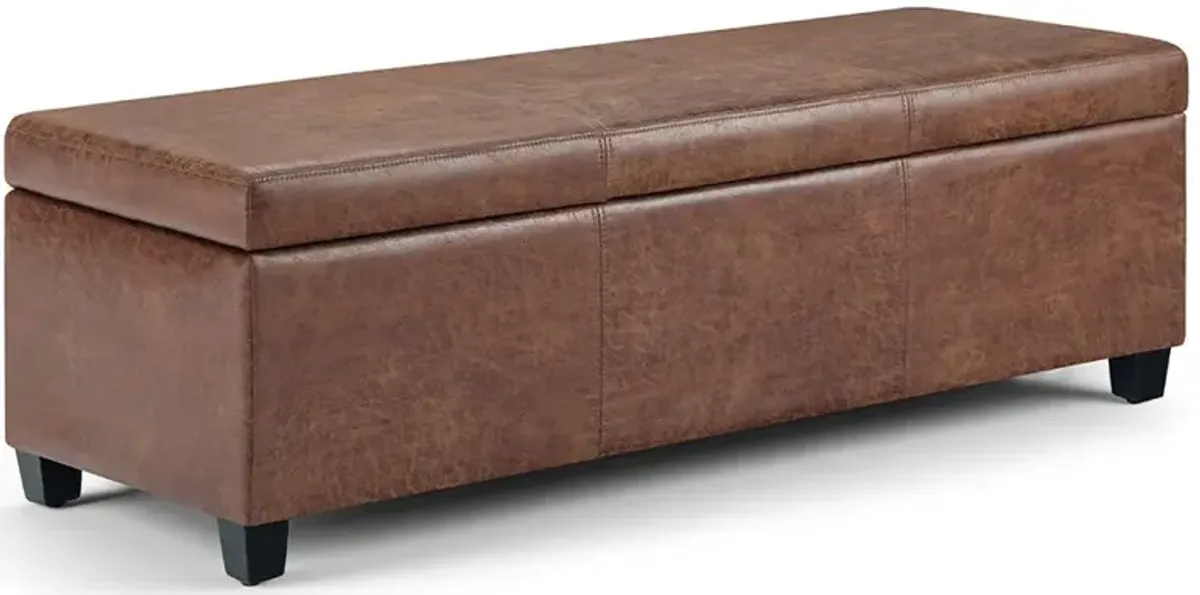 Avalon Storage Ottoman in Distressed Vegan Leather