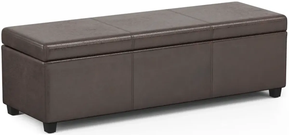Avalon Extra Large Storage Ottoman in Distressed Vegan Leather