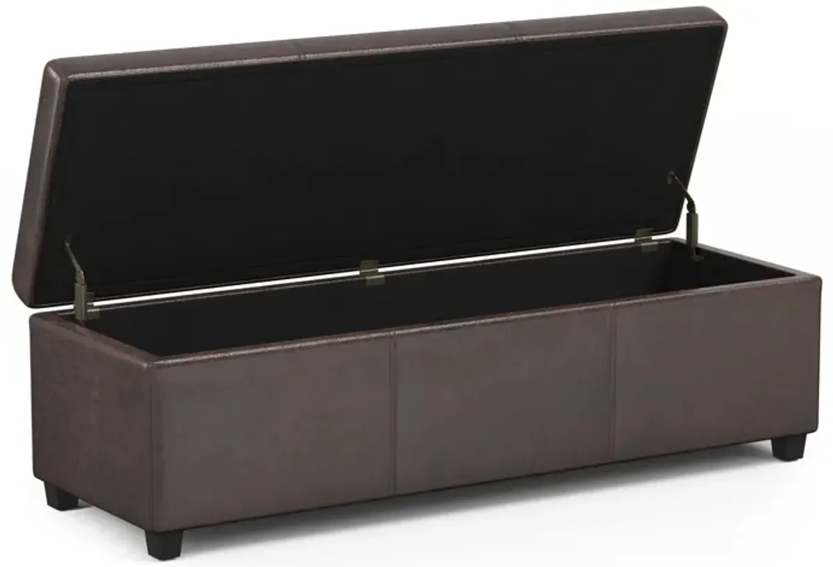 Avalon Extra Large Storage Ottoman in Distressed Vegan Leather