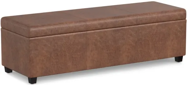 Avalon Extra Large Storage Ottoman in Distressed Vegan Leather