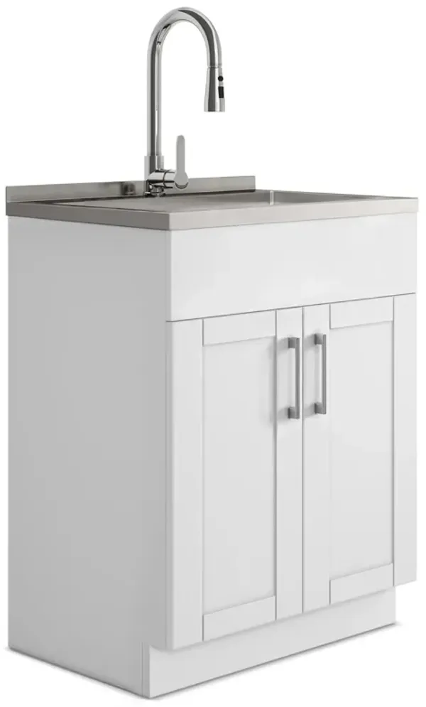 Modern Wide Shaker All-In-One 28-inch Laundry Utility Sink and Cabinet