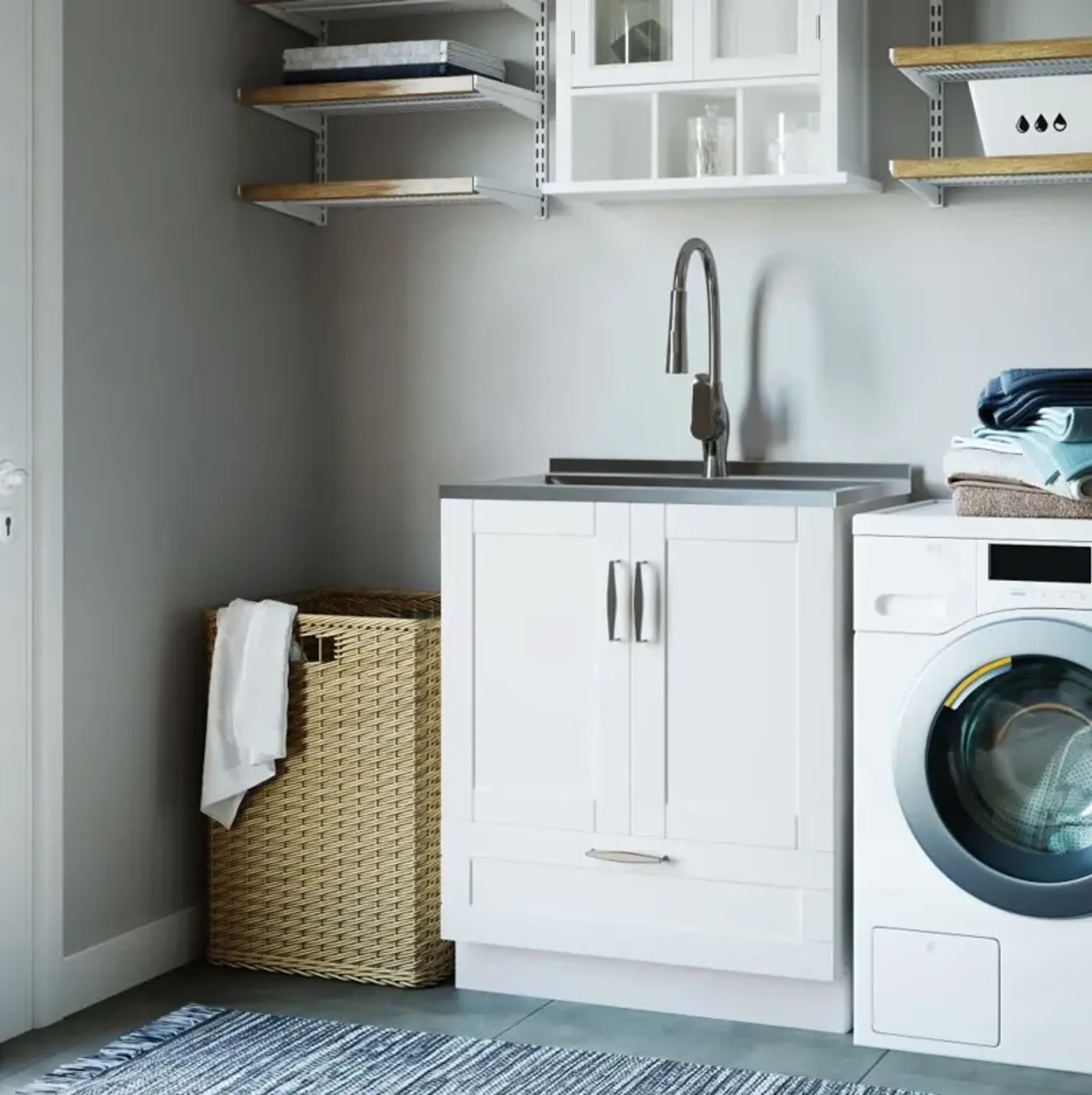 Reed All-In-One 28 inch Laundry Utility Sink and Cabinet | Furniture.com