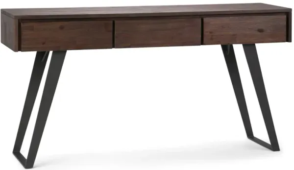 Lowry Console Sofa Table in Distressed Charcoal Brown