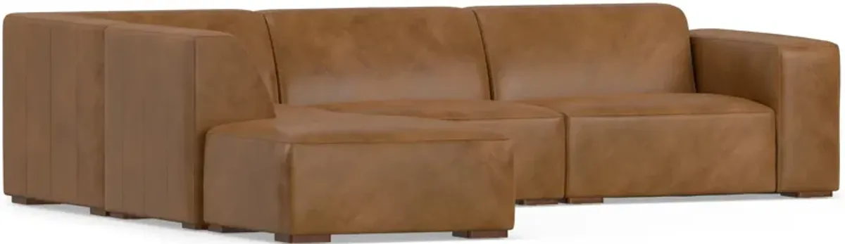 Rex Left Sectional Sofa and Ottoman in Genuine Leather