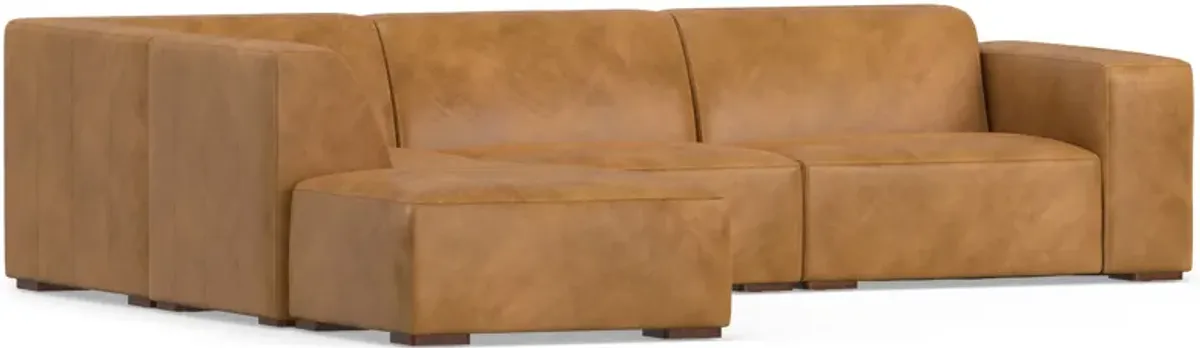 Rex Left Sectional Sofa and Ottoman in Genuine Leather