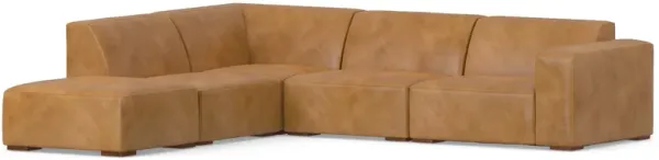 Rex Left Sectional Sofa and Ottoman in Genuine Leather