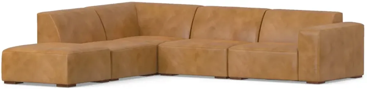 Rex Left Sectional Sofa and Ottoman in Genuine Leather