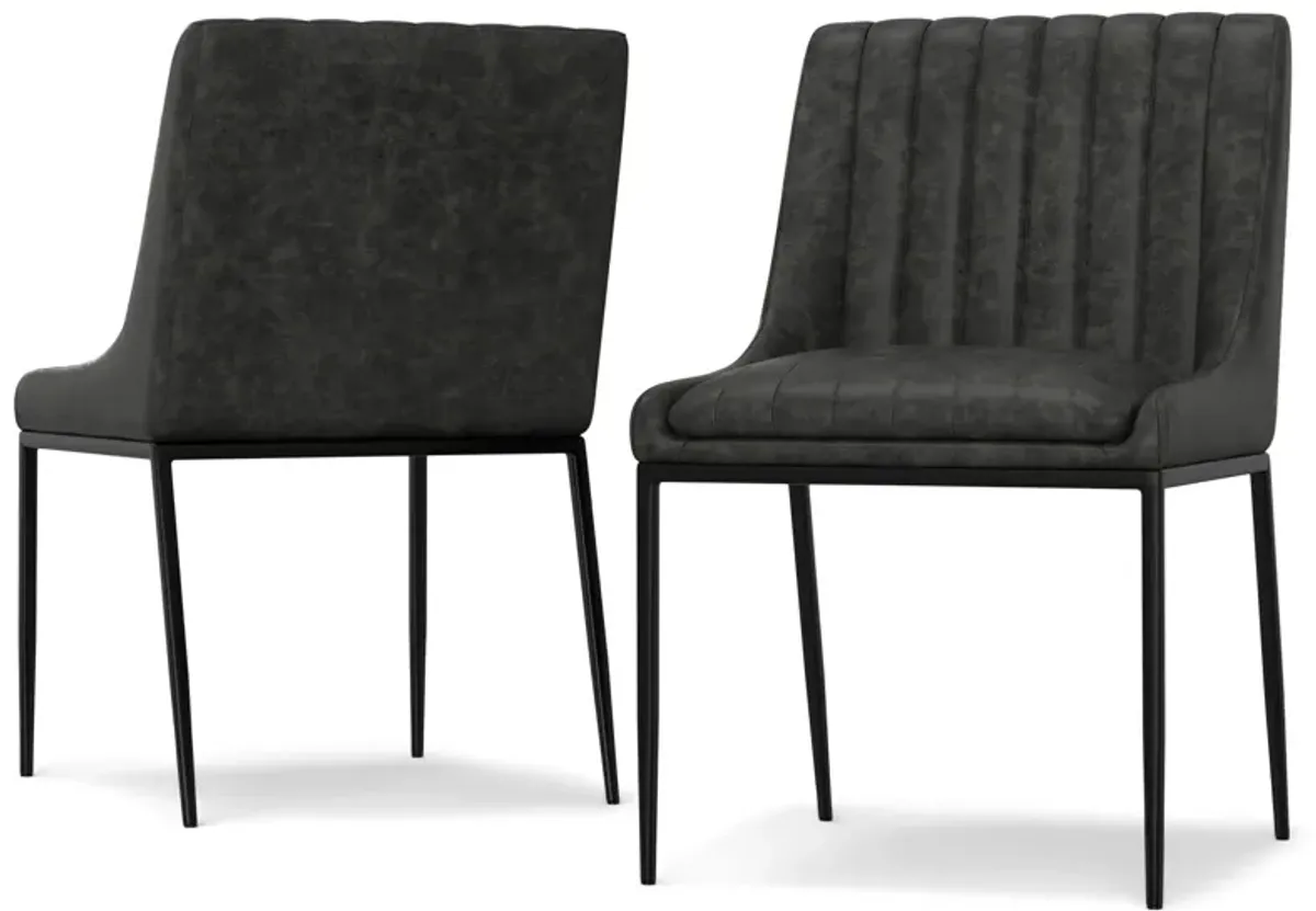 Melody Dining Chair (Set of 2) in Distressed Vegan Leather