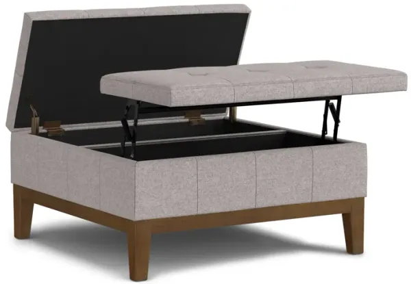 Dover Lift Top Coffee Table Storage Ottoman In Linen