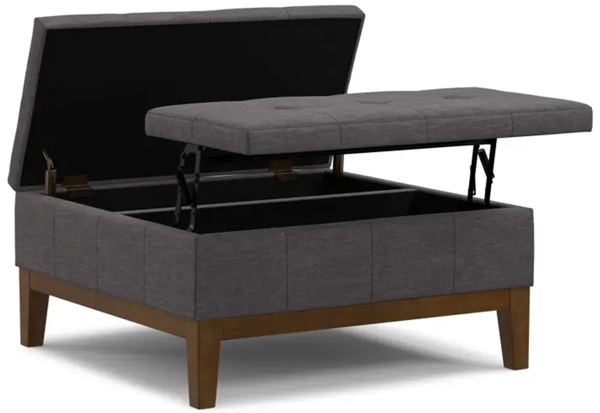 Dover Lift Top Coffee Table Storage Ottoman In Linen