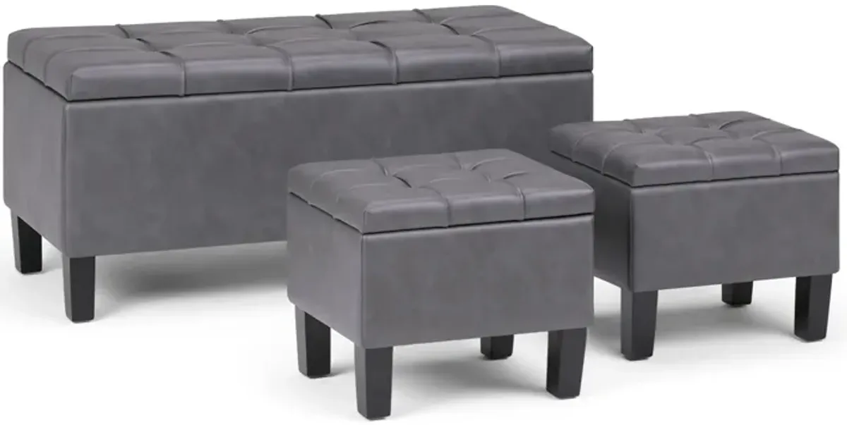 Dover 3 Pc Storage Ottoman in Vegan Leather