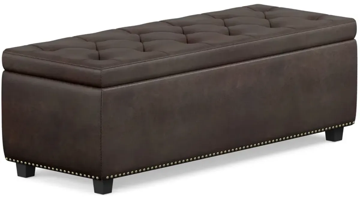 Hamilton Storage Ottoman in Distressed Vegan Leather