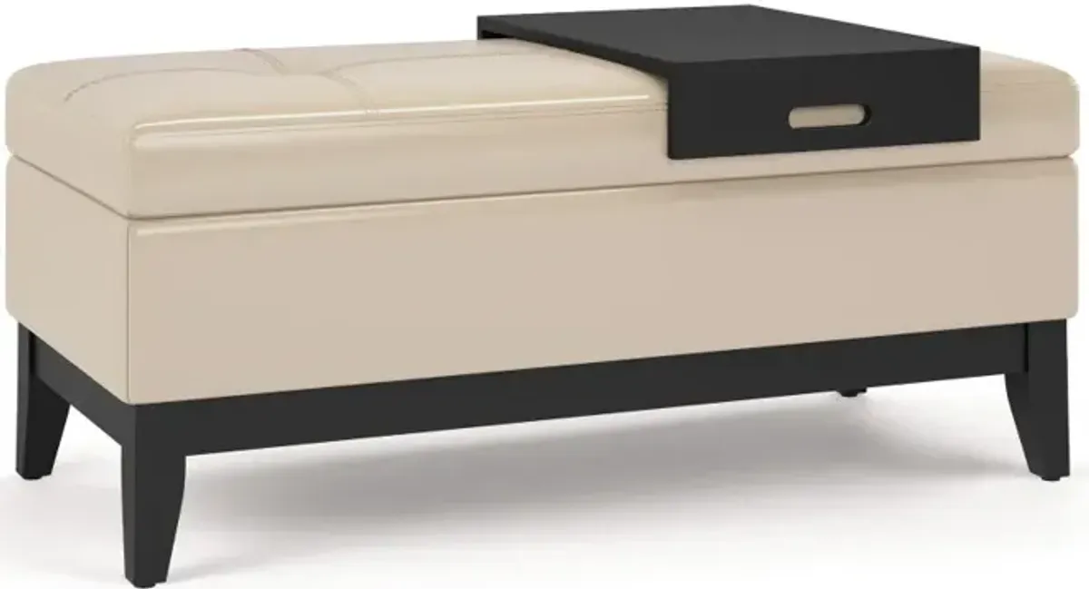 Oregon Storage Ottoman Bench with Tray in Vegan Leather