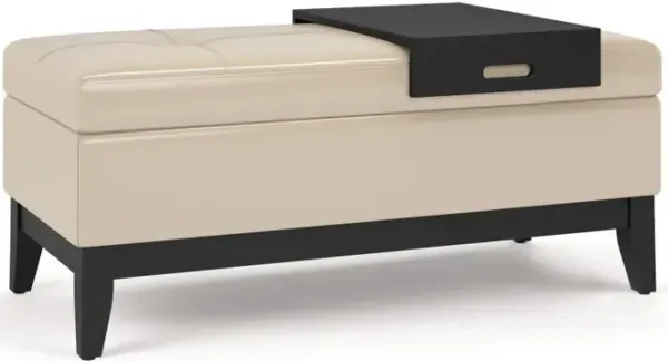 Oregon Storage Ottoman Bench with Tray in Vegan Leather