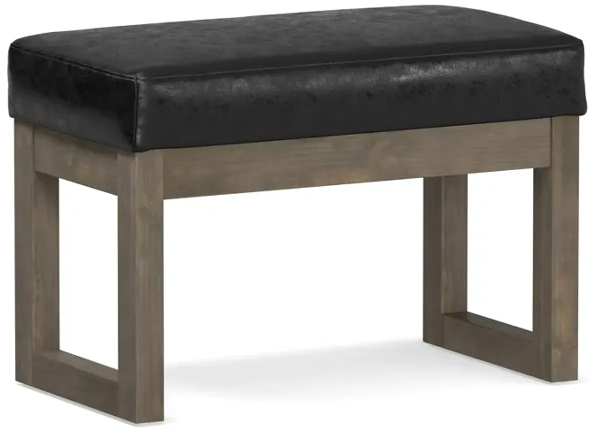 Milltown Small Ottoman Bench in Distressed Vegan Leather