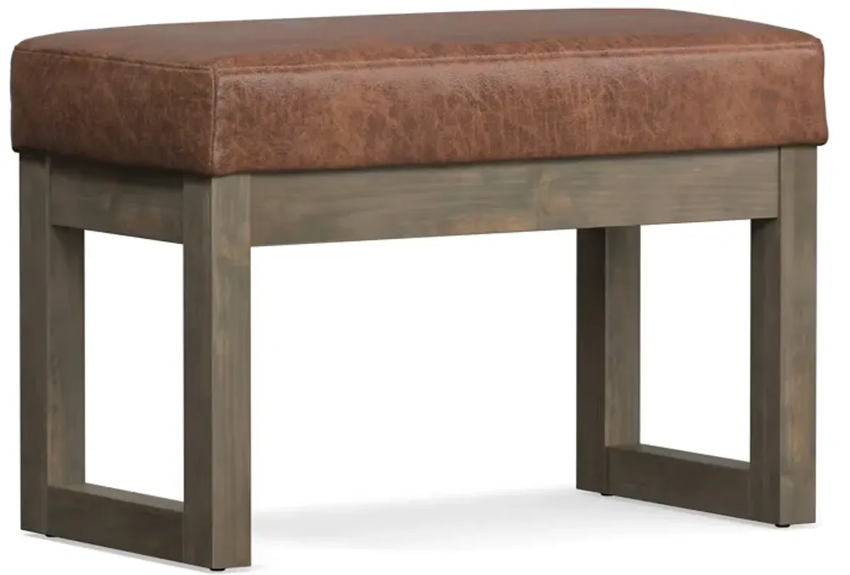 Milltown Small Ottoman Bench in Distressed Vegan Leather