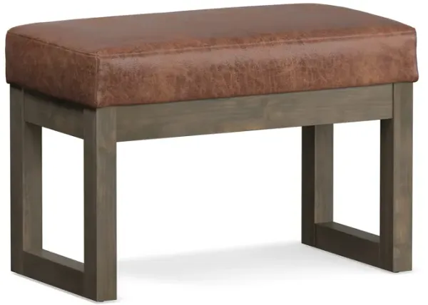 Milltown Small Ottoman Bench in Distressed Vegan Leather