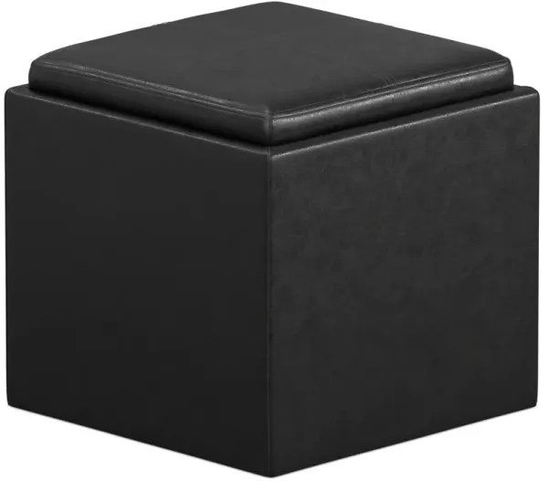 Rockwood Cube Storage Ottoman in Distressed Vegan Leather