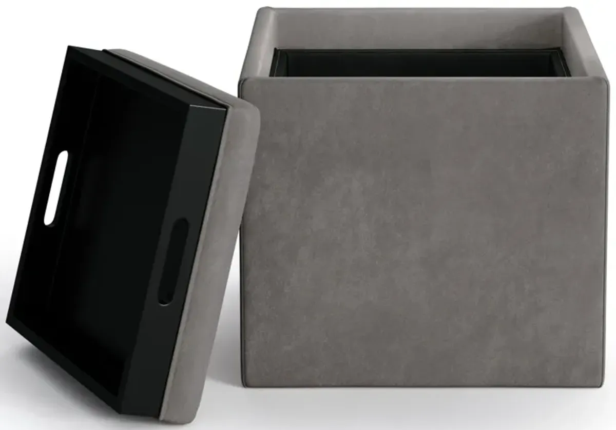 Rockwood Cube Storage Ottoman in Distressed Vegan Leather