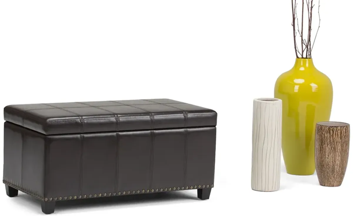 Amelia Storage Ottoman in Vegan Leather