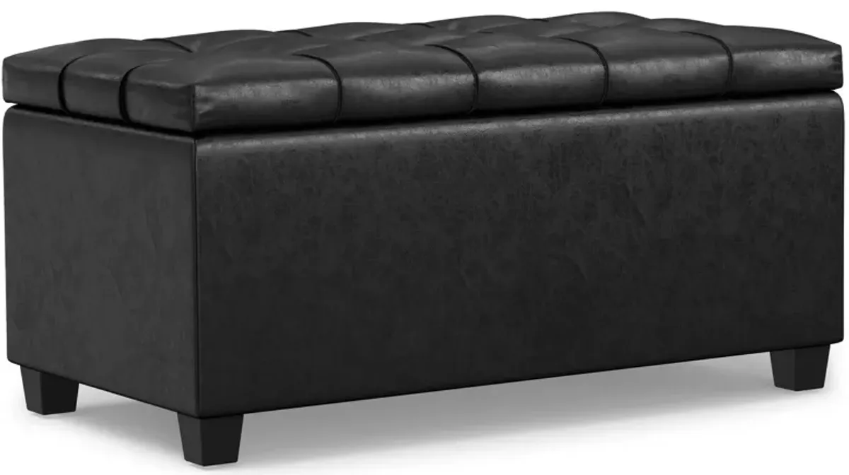 Sienna Storage Ottoman in Distressed Vegan Leather
