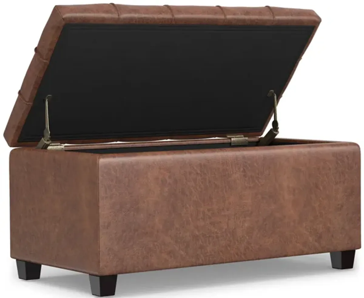 Sienna Storage Ottoman in Distressed Vegan Leather