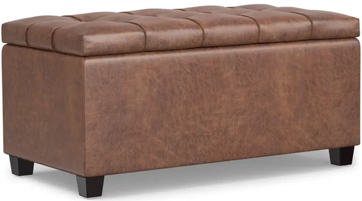 Sienna Storage Ottoman in Distressed Vegan Leather