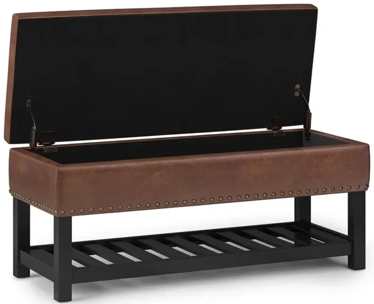 Lomond Ottoman Bench in Distressed Vegan Leather
