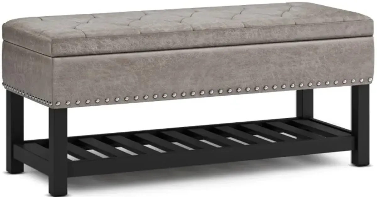 Lomond Ottoman Bench in Distressed Grey Taupe