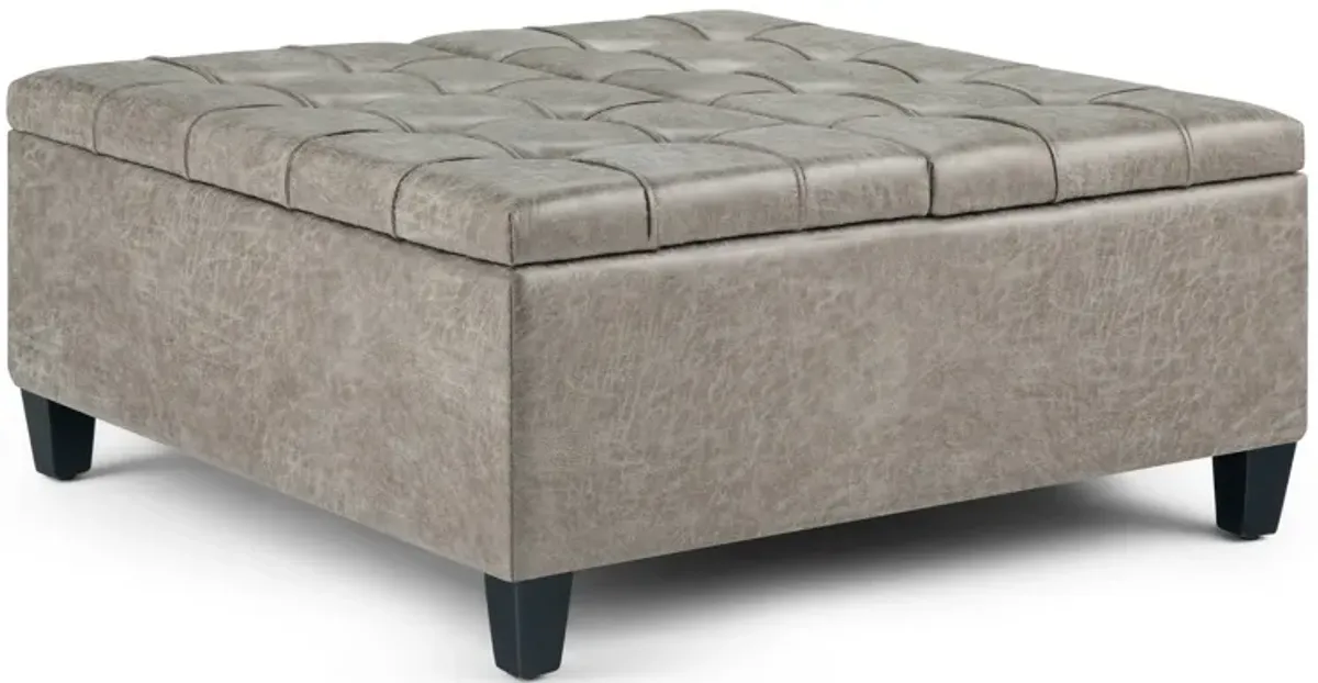 Harrison Coffee Table Ottoman in Distressed Vegan Leather