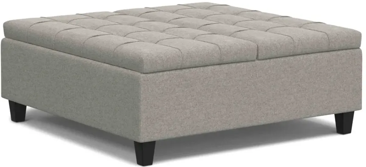 Harrison Large Square Coffee Table Storage Ottoman in Linen