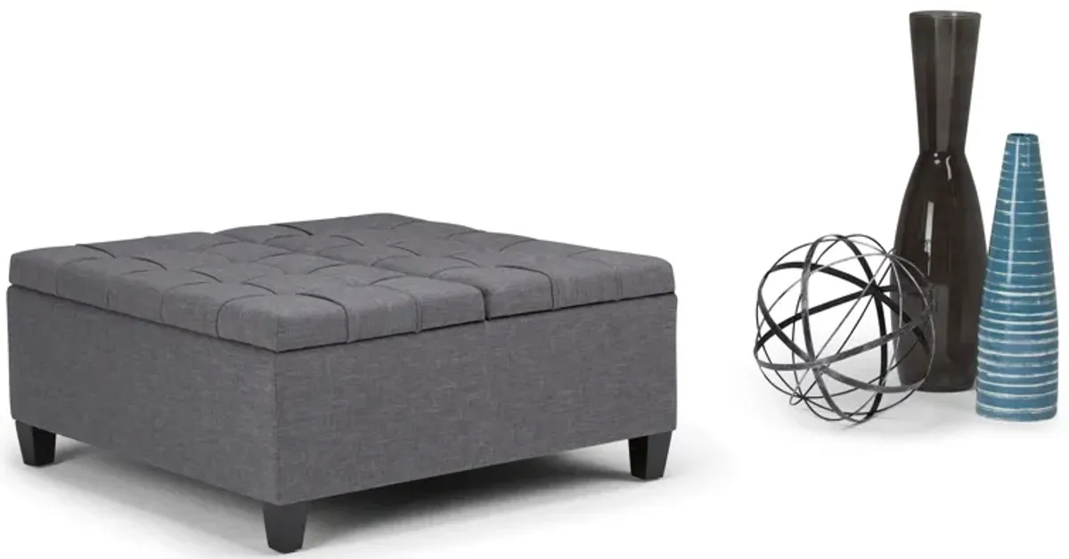 Harrison Coffee Table Ottoman in Linen