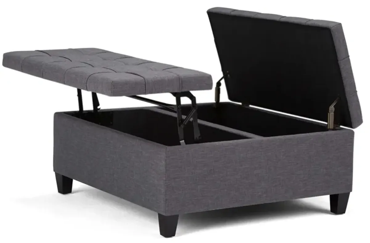 Harrison Coffee Table Ottoman in Linen