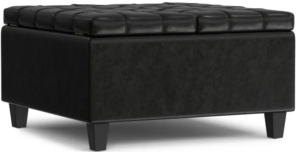 Harrison Small Square Coffee Table Storage Ottoman in Vegan Leather