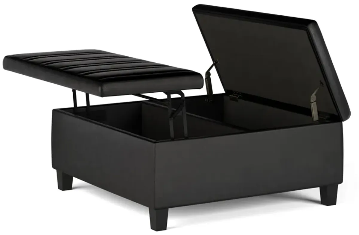 Ellis Table Ottoman in Distressed Vegan Leather