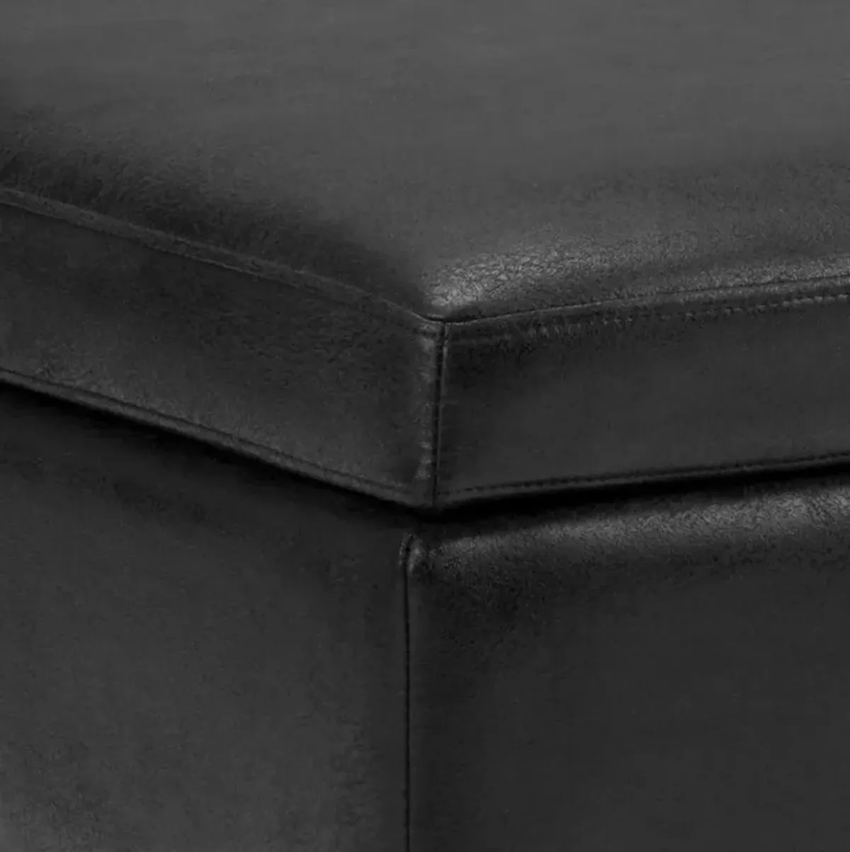 Owen Medium Square Table Ottoman in Distressed Vegan Leather