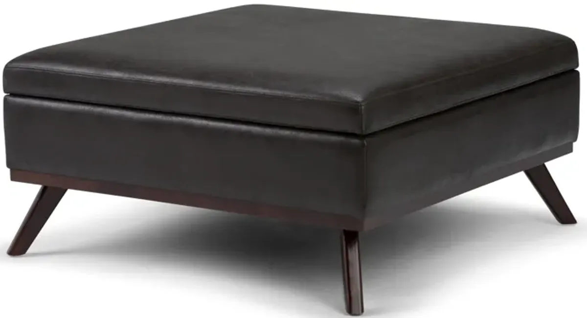 Owen Medium Square Table Ottoman in Distressed Vegan Leather