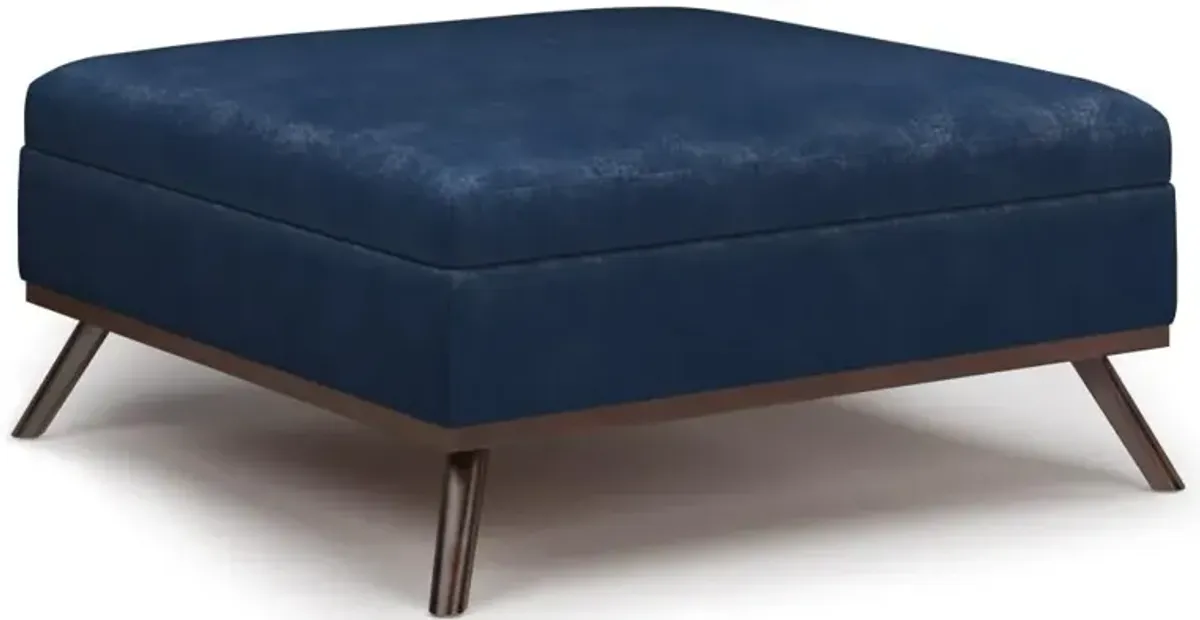 Owen Medium Square Table Ottoman in Distressed Vegan Leather