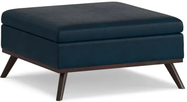 Owen Medium Square Table Ottoman in Distressed Vegan Leather