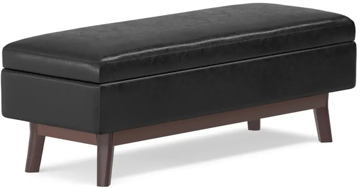 Owen Rectangular Table Ottoman in Distressed Black