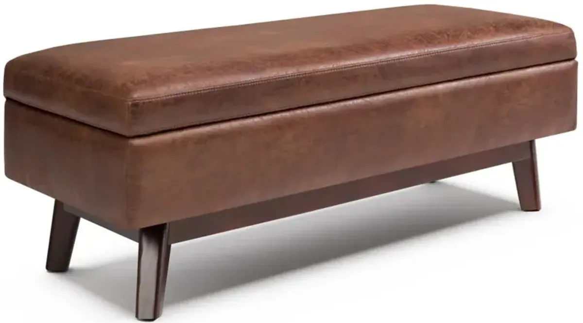 Owen Rectangular Table Ottoman in Distressed Vegan Leather