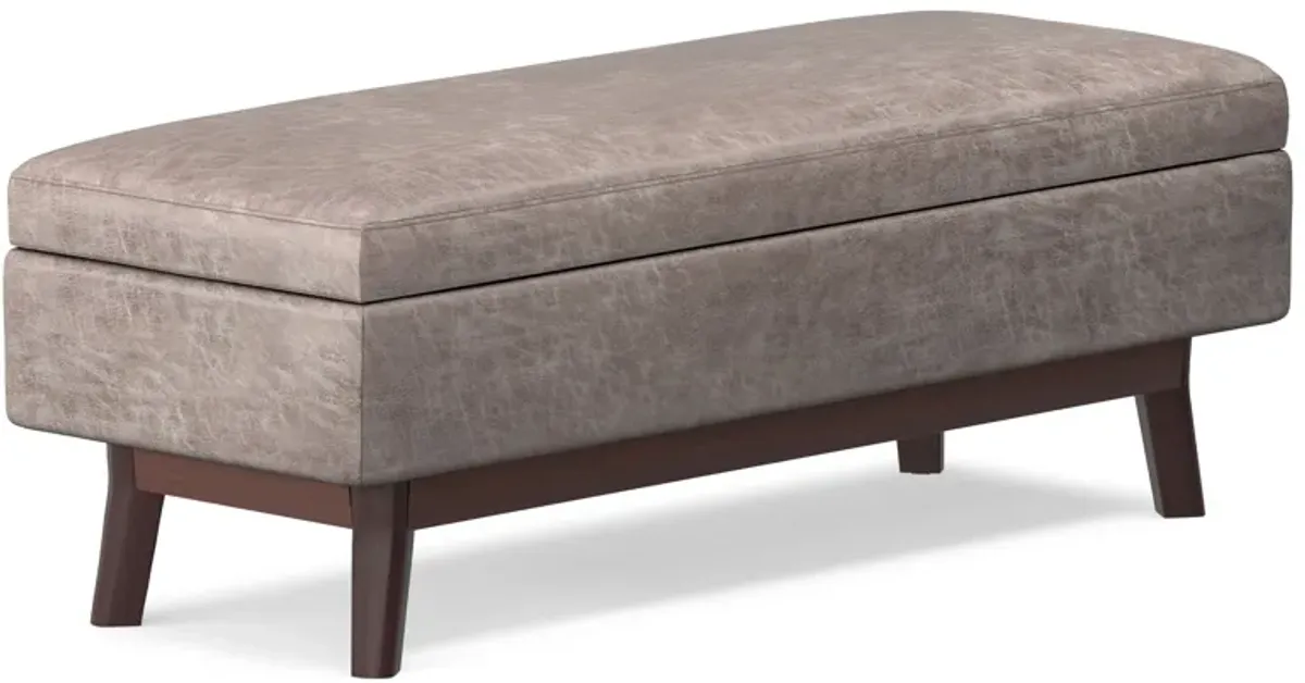 Owen Rectangular Table Ottoman in Distressed Vegan Leather