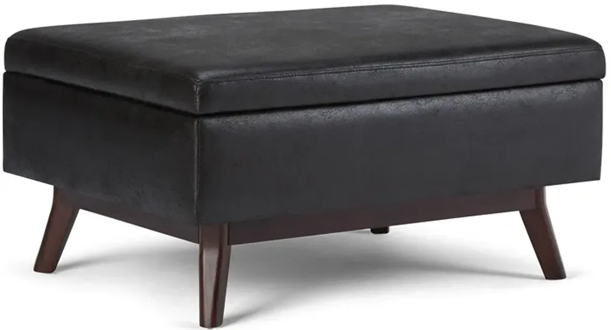 Owen Small Coffee Table Ottoman in Distressed Vegan Leather