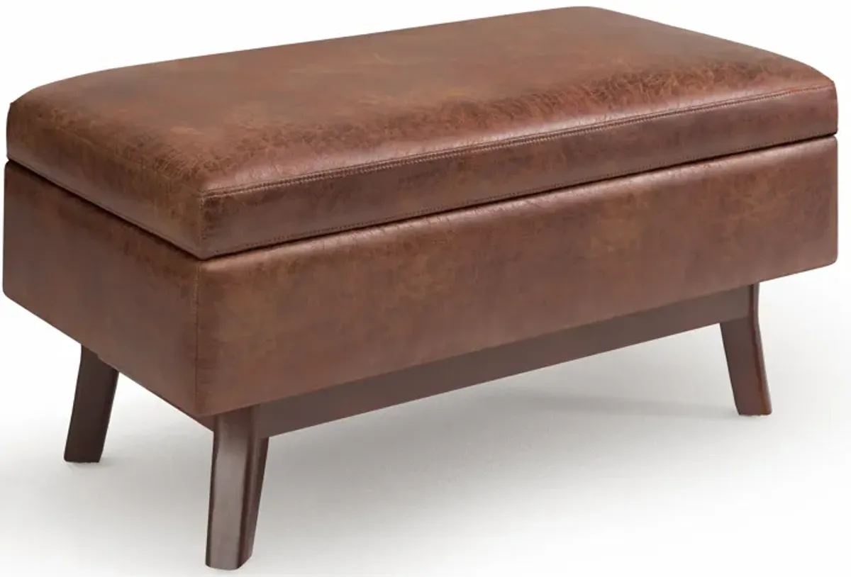 Owen Small Rectangular Storage Ottoman in Distressed Vegan Leather