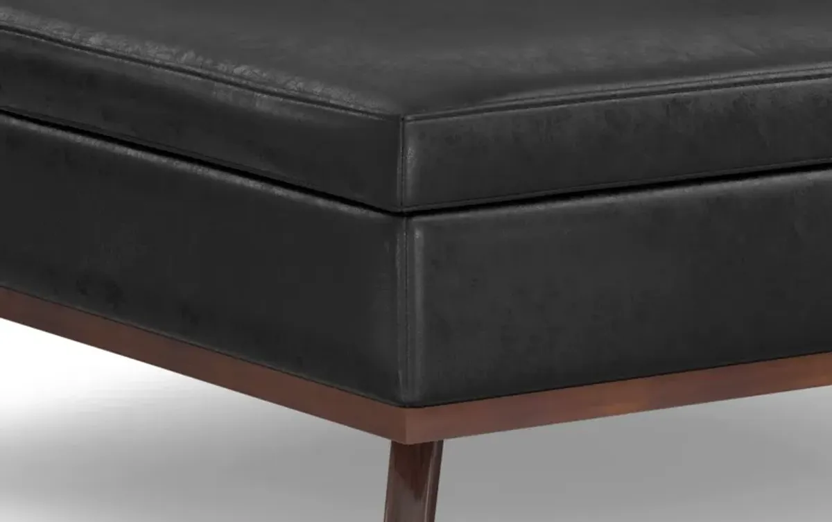 Owen XL Square Coffee Table Storage Ottoman in Distressed Vegan Leather