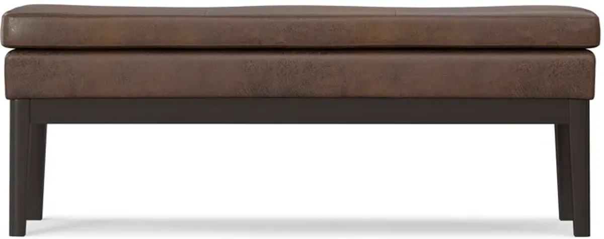 Carlson Ottoman Bench in Distressed Vegan Leather