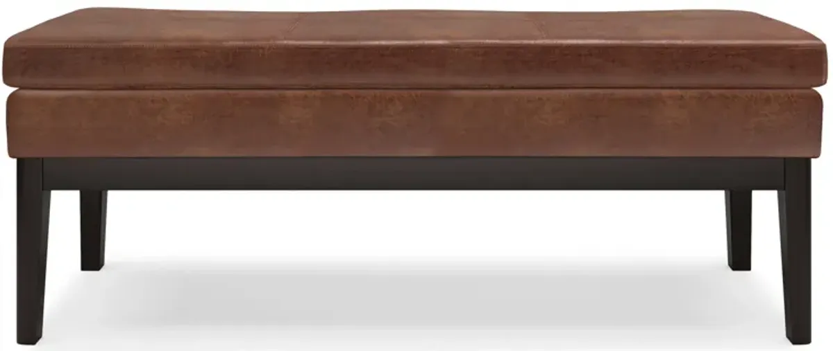 Carlson Ottoman Bench in Distressed Saddle Brown